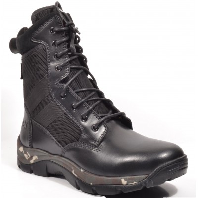 TSF Genuine Leather DMS Combat Army Boot for Men's  (BLACK) 