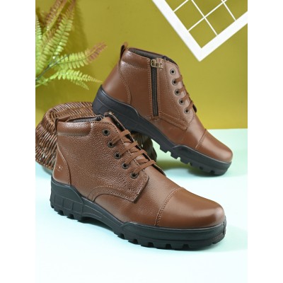  TSF Flexible & Comfort Uniform Police Boots with Zip  (768-TAN)